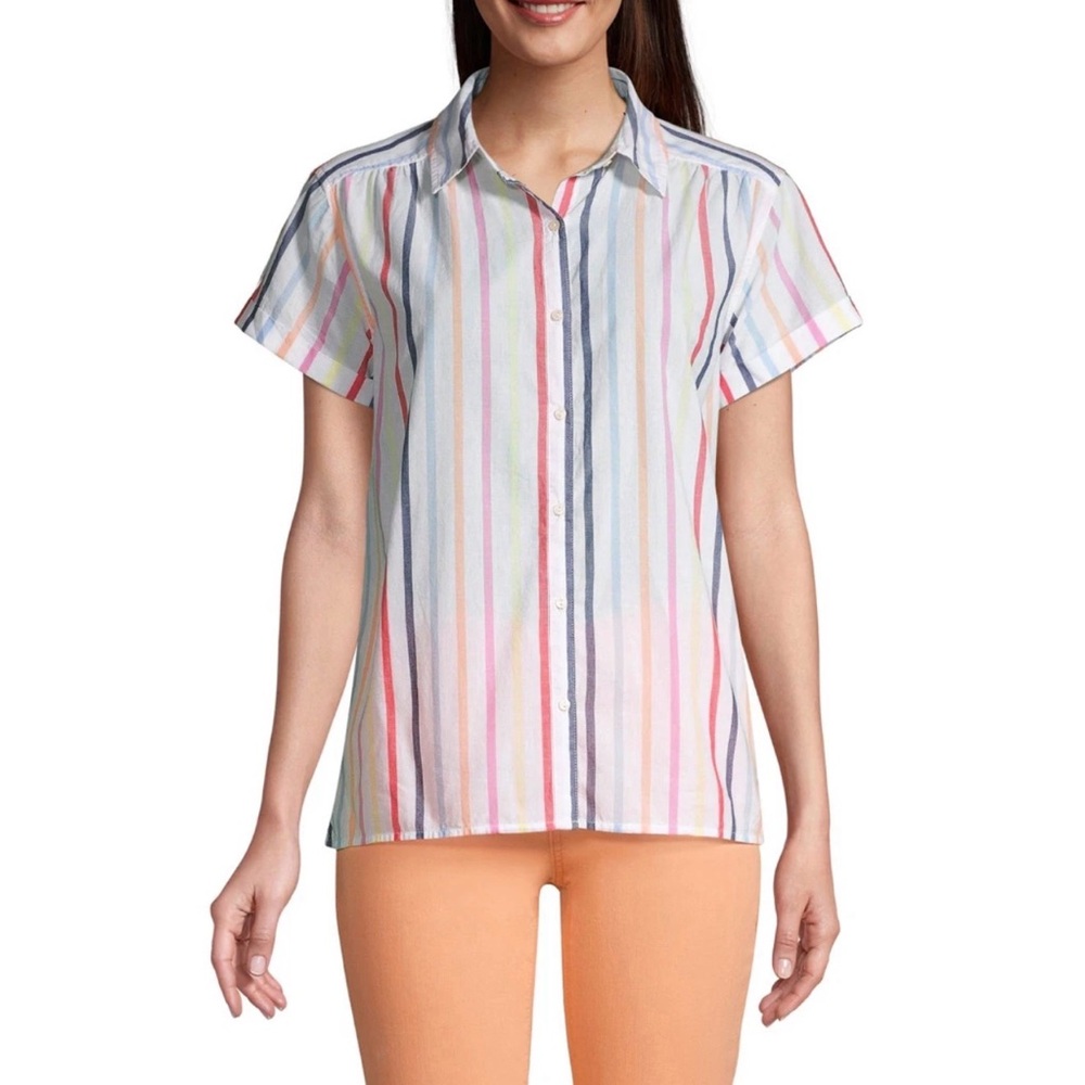 St. John's Bay Size S  Multicolor Striped Button Up Shirt